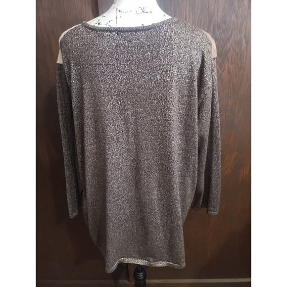 Alfred Dunner holiday metallic sweater Womens 3X brown gold tan beige pullover - Picture 4 of 6